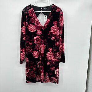 NWT Express Velvet Floral Long Sleeve Dress XL Dark Romantic Whimsigoth